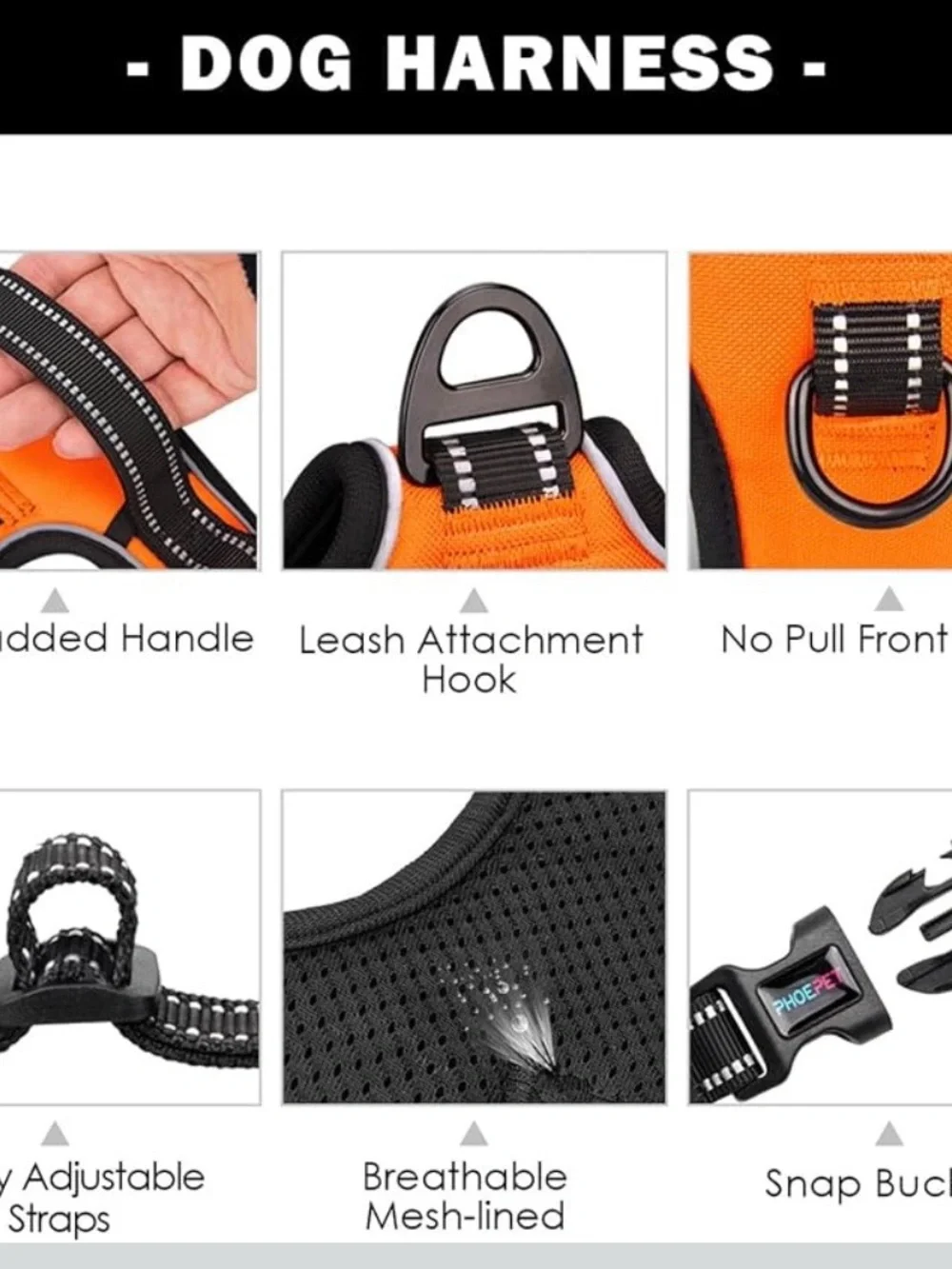 Comfort-Fit Orange Dog Harness for Small Breeds